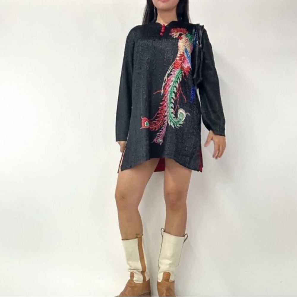 Chinese Phoenix Motif Printed Tunic style Dress